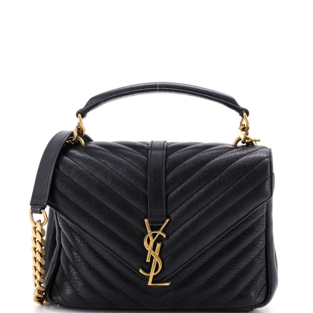 Saint Laurent Medium Classic Monogram College Bag Matelasse Chevron Leather